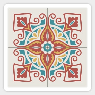 Portuguese tiles pattern. Vintage background - Victorian ceramic tile in vector Sticker